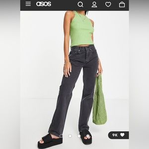 ASOS Design Straight Leg Jean, black, size 26